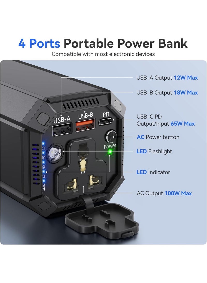 م.ا & ف'س محطة طاقة محمولة بسعة 27000 مللي أمبير مع منفذ تيار متردد و4 منافذ إخراج - بطارية طوارئ للسفر لأجهزة الكمبيوتر المحمولة (ماك بوك/إتش بي)، والطائرات بدون طيار، والكاميرات - متوافقة مع شواحن الطاقة الشمسية الخارجية، شحن سريع للتخييم في الإمارات العربية المتحدة وحالات الطوارئ - Image 3